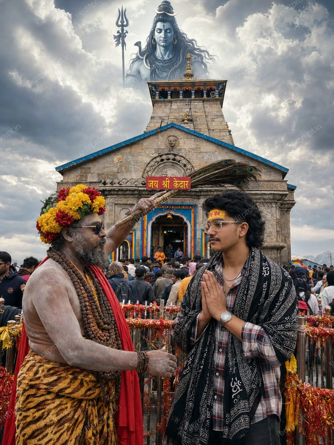 festival ai photo prompt — Kedarnath Temple Photo Prompts Festival AI Photo Prompt for Boys