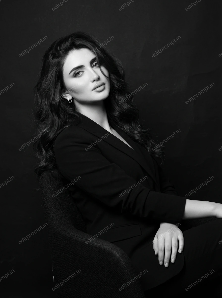 portrait ai photo prompt — Monochrome Poise Portrait AI Photo Prompt for Girls