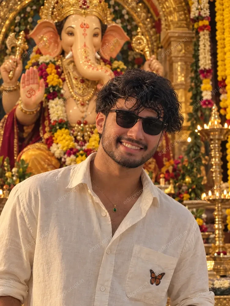photo prompt — Ganpati Mandal Darshan AI Photo Prompt for Boys