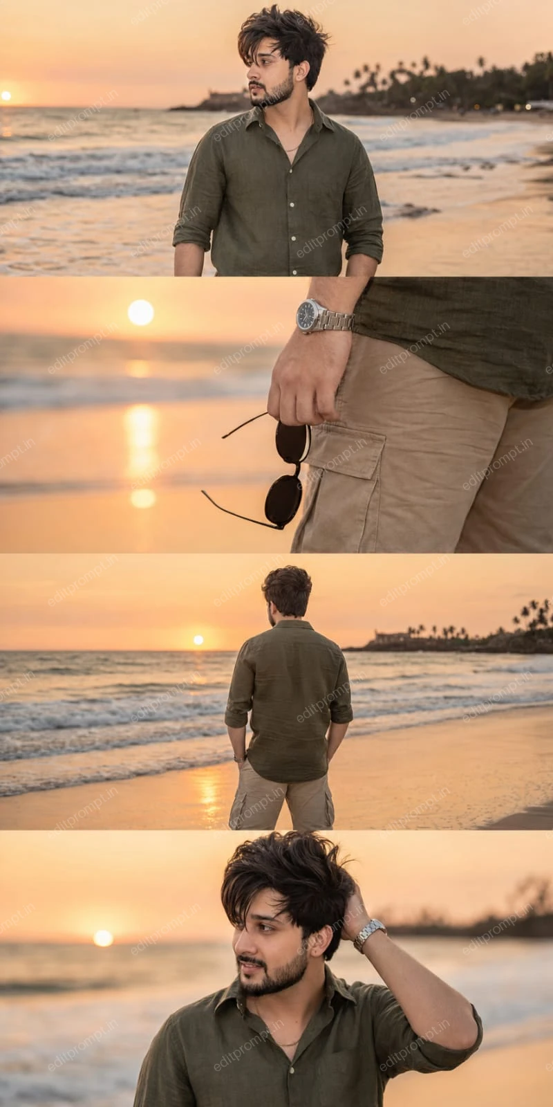 aesthetic ai photo prompt — 4 Latest Beach Edit Promot Aesthetic AI Photo Prompt for Boys
