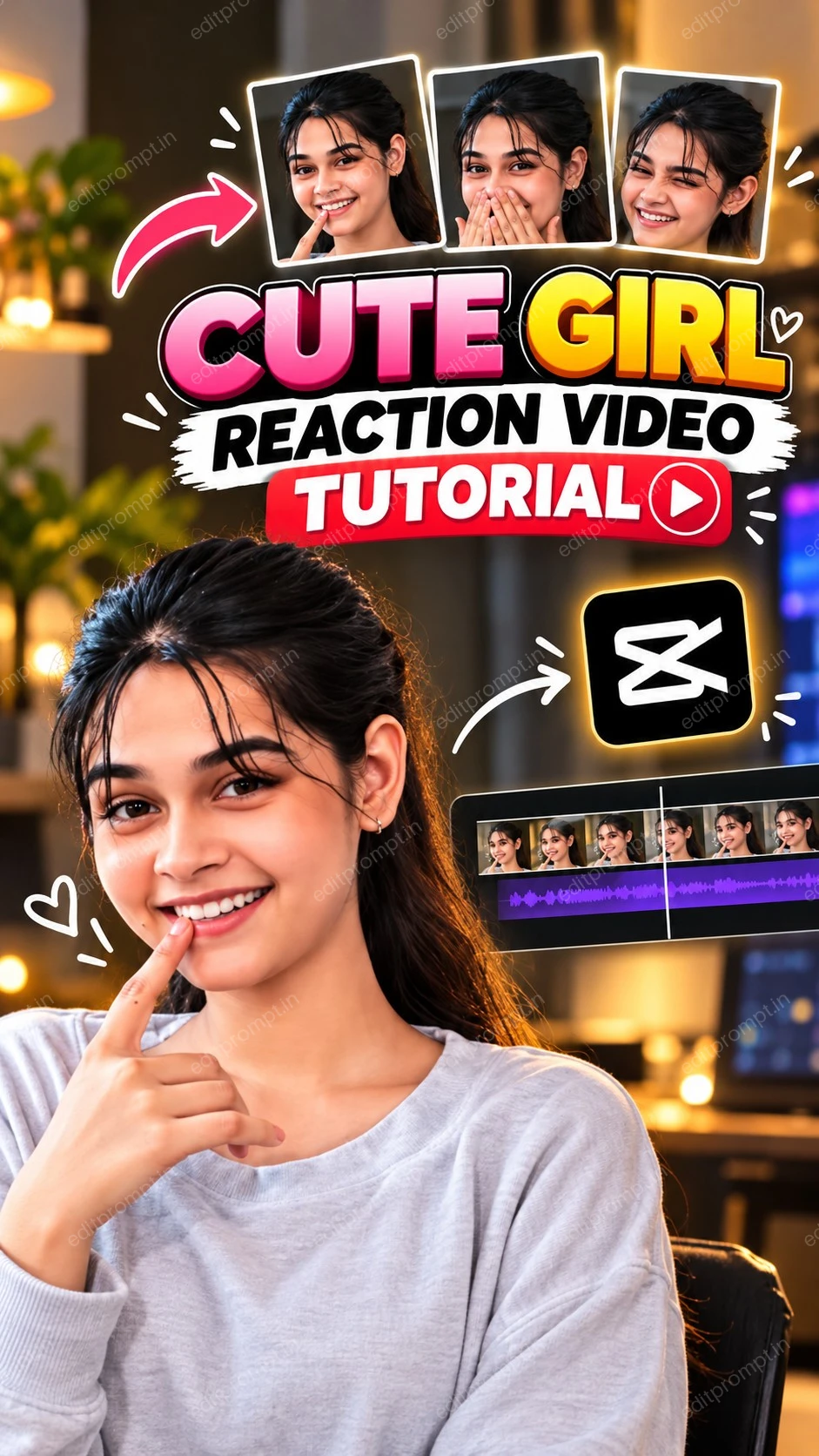 Cute Girl Reaction CapCut template poster