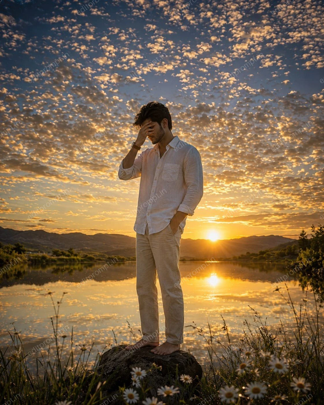 photo prompt — Ultra Realistic Sunset + River Moments Photo Prompt