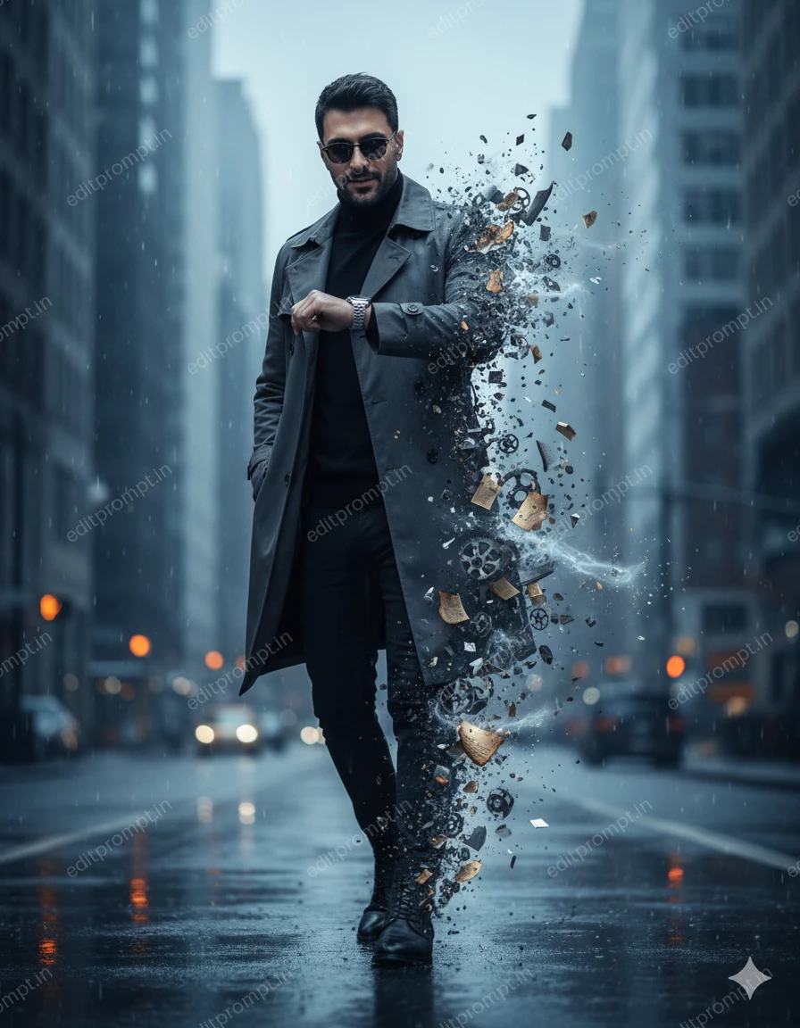 cinematic ai photo prompt — Dissolving Into Time Cinematic AI Photo Prompt for Boys