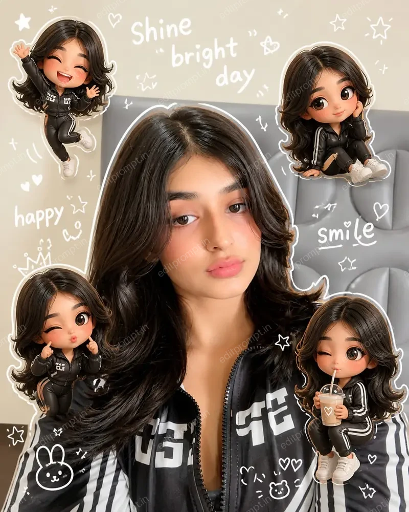collage ai photo prompt — Cartoon Style Photo Prompts Collage AI Photo Prompt for Girls