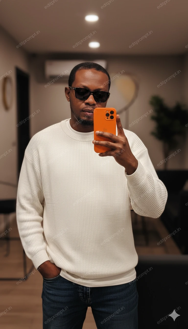 selfie ai photo prompt — Reflections In Style Selfie AI Photo Prompt for Boys