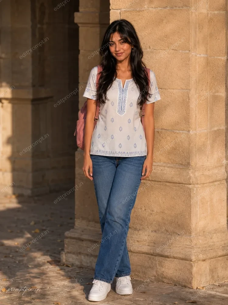 aesthetic prompt — Girls Prompt for the Effortless Kurti and Jeans Campus Girl