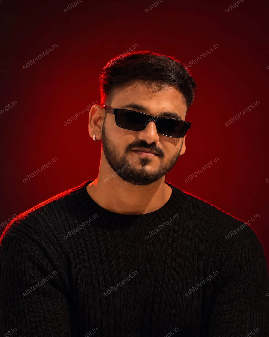 cinematic ai photo prompt — Luxury Red Background Portrait Cinematic AI Photo Prompt for Boys
