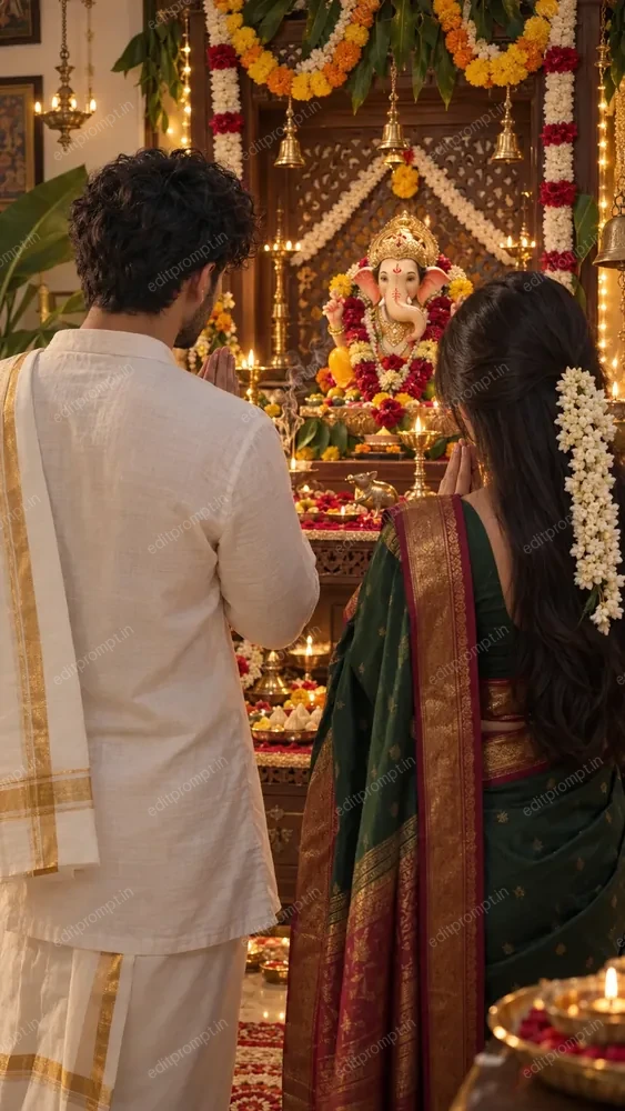 photo prompt — Ganpati Puja AI Photo Prompt for Couple