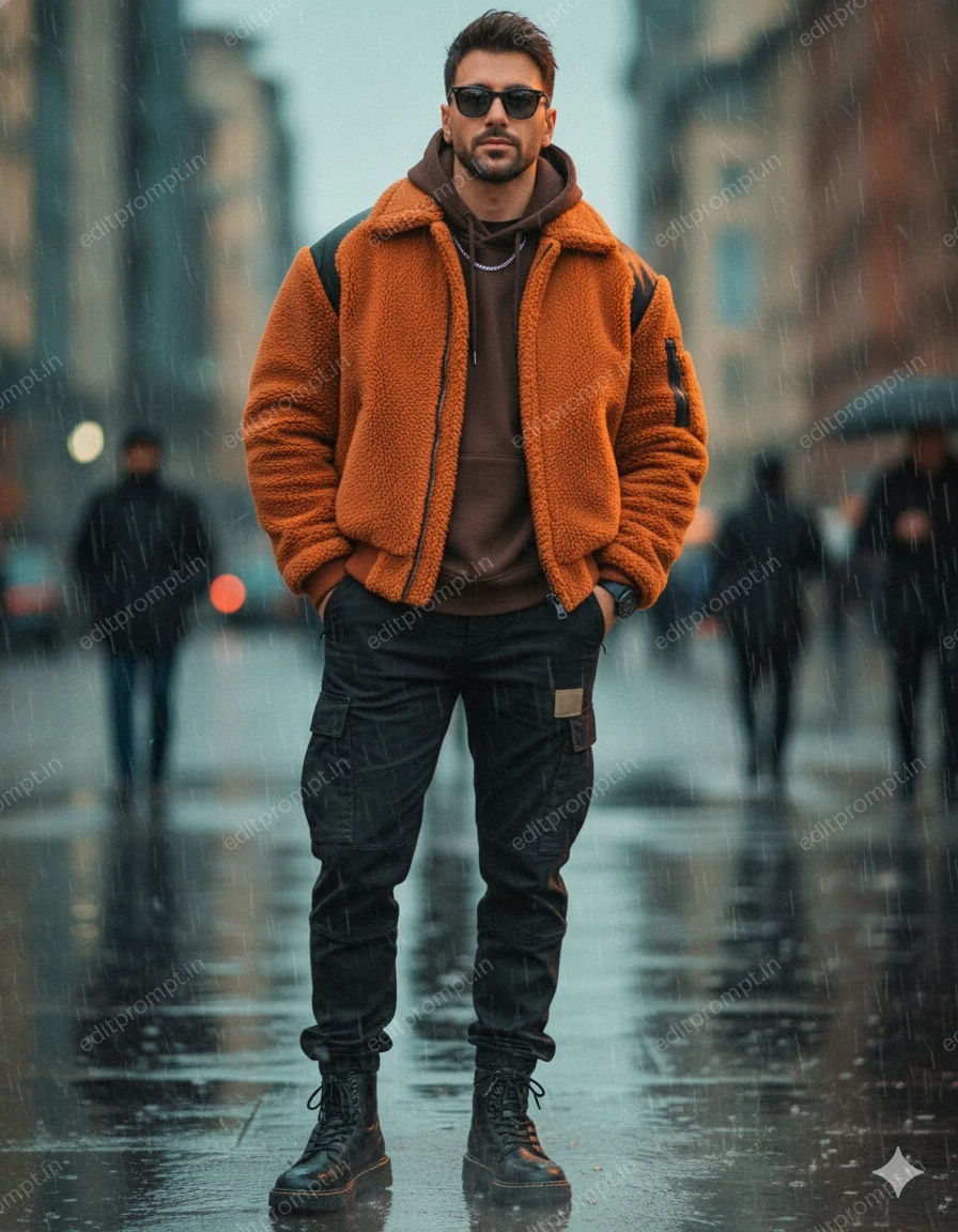 travel ai photo prompt — Cinematic street portrait Travel AI Photo Prompt for Boys