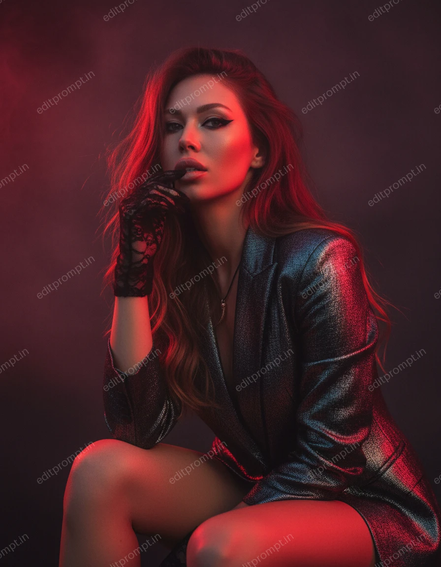 cinematic ai photo prompt — Scarlet Reflections Cinematic AI Photo Prompt for Girls
