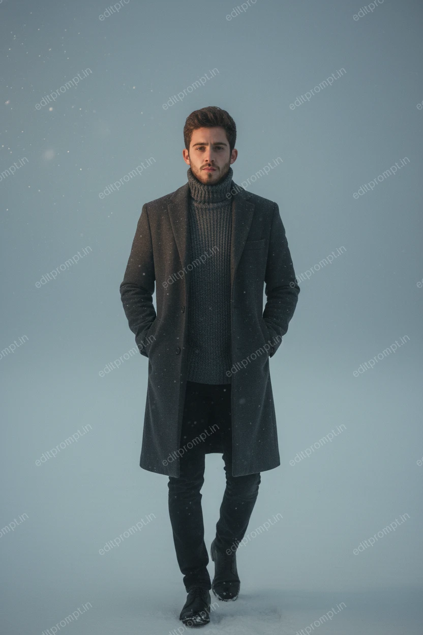 cinematic ai photo prompt — Calm in the cold Cinematic AI Photo Prompt for Boys