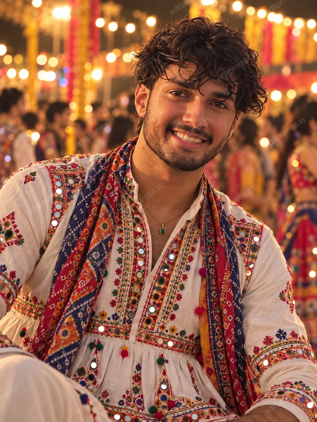 Navratri Garba Man Traditional Kurta Portrait — AI photo prompt example
