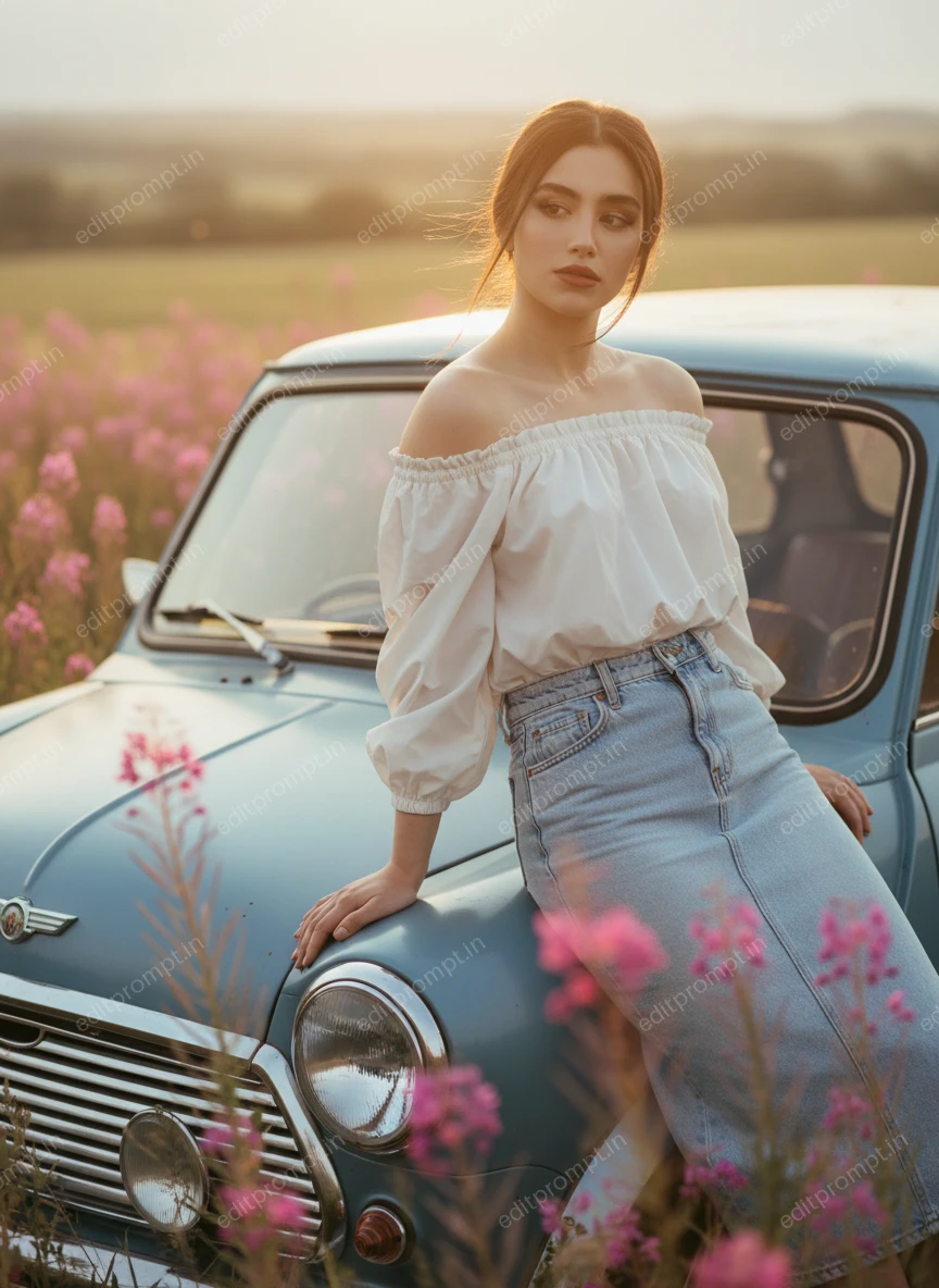aesthetic ai photo prompt — Soft Focus Roadside Reverie Aesthetic AI Photo Prompt for Couple