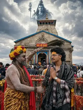 festival ai photo prompt — Kedarnath Temple Photo Prompts Festival AI Photo Prompt for Boys