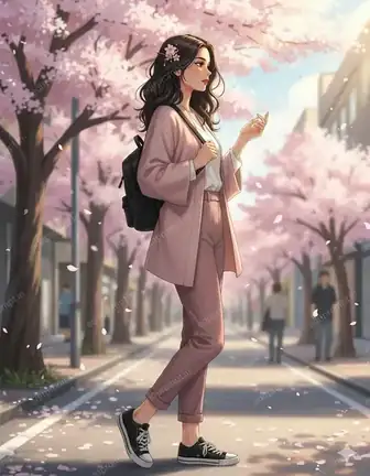 aesthetic ai photo prompt — Sakura Stroll Aesthetic AI Photo Prompt for Girls