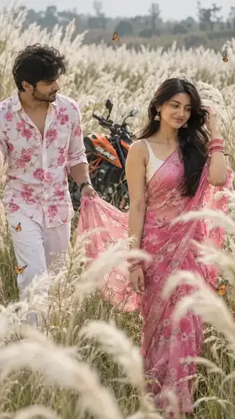 photo prompt — Couple Saree AI Photo Prompt for Girls