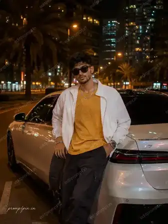 portrait prompt — Luxury Car Night City Portrait Prompt for Boys