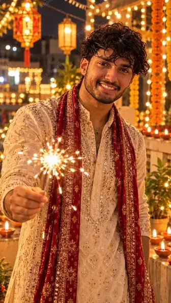 Diwali Sparkler AI Photo Prompt for Boys — AI photo prompt example
