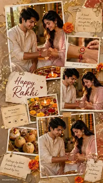 photo prompt — Raksha Bandhan Aesthetic Collage AI Photo Prompt Happy Rakhi