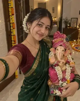 photo prompt — Ganpati Bappa Green Saree AI Photo Prompt for Girls