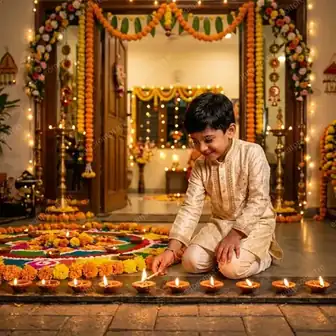 Diya Lighting Scene — Diwali preview