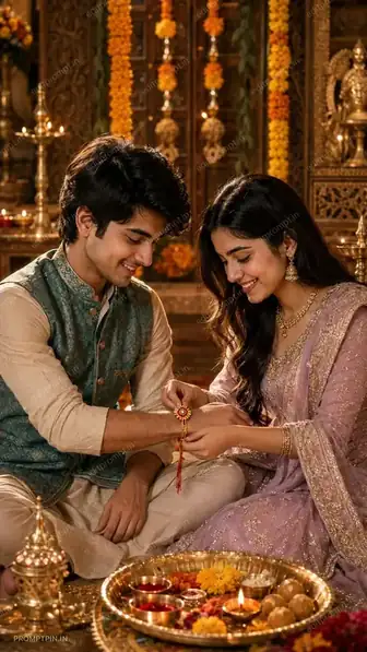 photo prompt — Traditional Raksha Bandhan AI Photo Prompt for Siblings