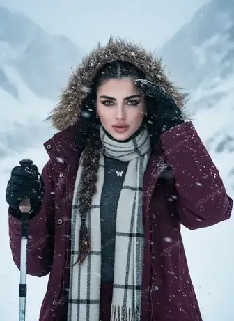 travel ai photo prompt — Arctic Warrior: Cinematic Snowstorm Portrait