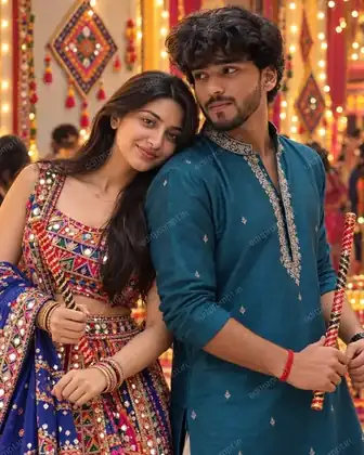 Romantic Navratri Couple Photo Prompt — AI photo prompt example